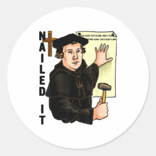 Nailed It Hervormingsdag Martin Luther Lutheranism Ronde Sticker