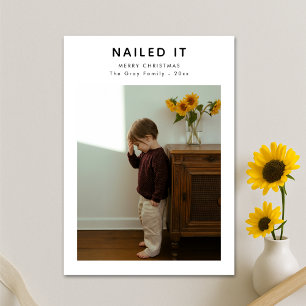 Nailed It Moderne Familie Grappige Foto Kerstmis Feestdagenkaart