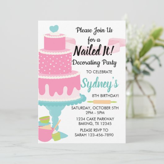 Nailing it Cake Decorating Baking Birthday Party Kaart (Staand voorkant)