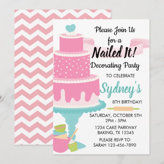 Nailing it Cake Decorating Baking Birthday Party Kaart (Voorkant / Achterkant)