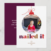 Nailing it Photo Ornament Holiday Card Feestdagenkaart (Voorkant / Achterkant)