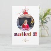 Nailing it Photo Ornament Holiday Card Feestdagenkaart (Staand voorkant)