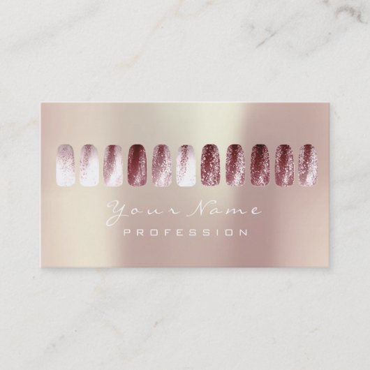 Nails Art Beauty Studio Glitter Red BeanParly Visitekaartje (Voorkant)