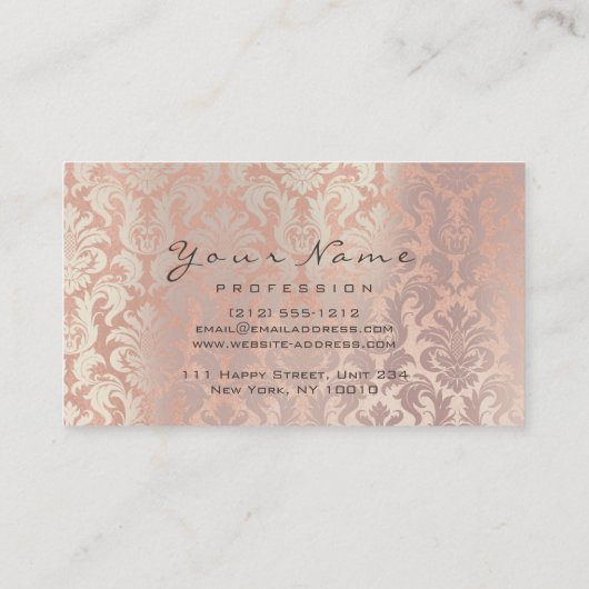 Nails Art Beauty Studio Glitter Ros Gold Peach Visitekaartje (Achterkant)