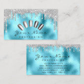 Nails Art Glitter Blue Silver Grey Manicure Driver Visitekaartje (Voorkant / Achterkant)