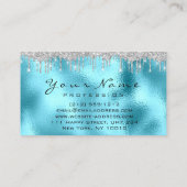 Nails Art Glitter Blue Silver Grey Manicure Driver Visitekaartje (Achterkant)