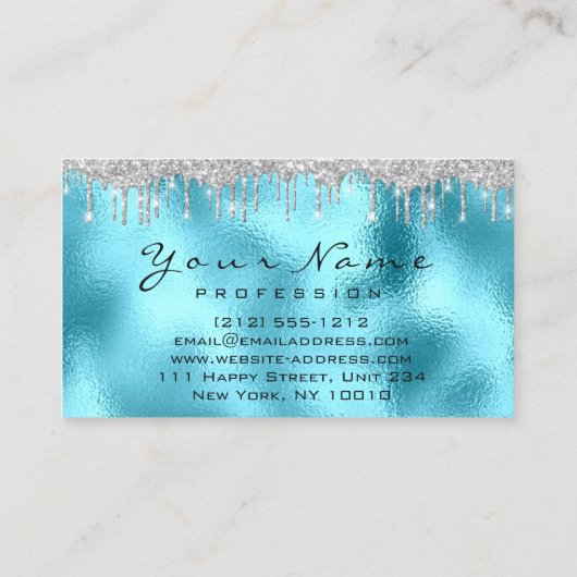 Nails Art Glitter Blue Silver Grey Manicure Driver Visitekaartje (Achterkant)