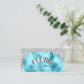Nails Art Glitter Blue Silver Grey Manicure Driver Visitekaartje (Staand voorkant)