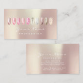 Nails Art Glitter Glam Roze Roze Roze Ivory Pearl Visitekaartje (Voorkant / Achterkant)