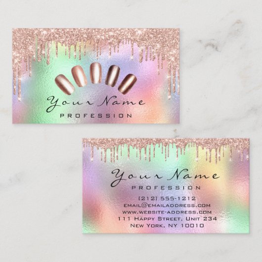 Nails Art Glitter Holographic Manicure Drivers Visitekaartje (Voorkant / Achterkant)
