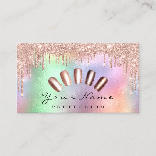 Nails Art Glitter Holographic Manicure Drivers Visitekaartje (Voorkant)