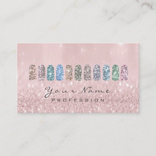 Nails Art Glitter Metallic Glam Blush Pink Sparkly Visitekaartje (Voorkant)