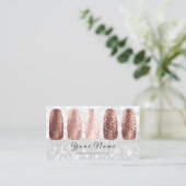 Nails Art Glitter Silver Grey Roos Gold Skinny Visitekaartje (Staand voorkant)