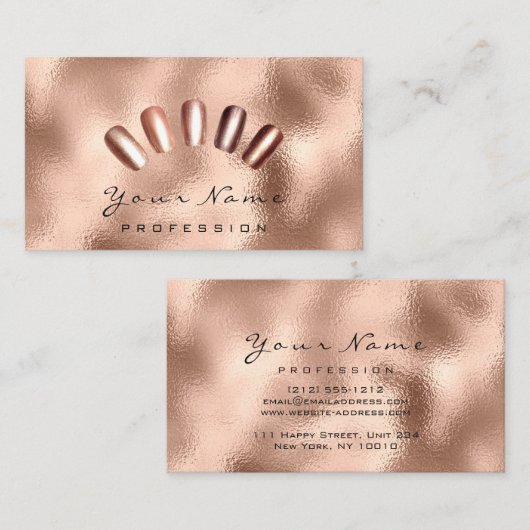 Nails Art Glitter Skinny Roos Gold Mestal Visitekaartje (Voorkant / Achterkant)
