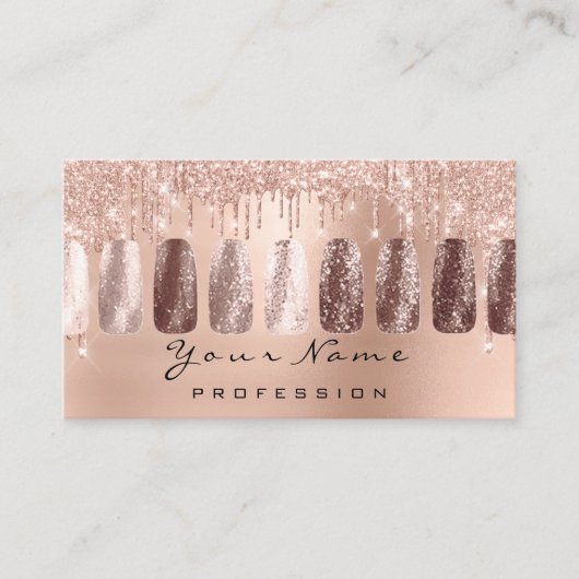 Nails Art Glitter Skinny Roos Manicure Makeup Visitekaartje (Voorkant)