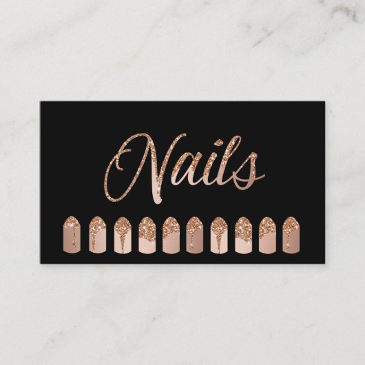 Nails Artist Dripping Rosegold Glitter Visitekaartje (Voorkant)