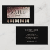 Nails Artist Elegant Schwarz Silber Rost Visitekaartje (Voorkant / Achterkant)