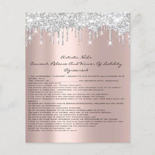 Nails Artist Liability Waiver Roos Blush Silver Flyer (Voorkant)
