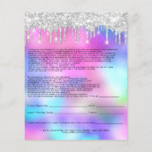 Nails Artist Liability Waiver Roos Pink Silver Flyer (Achterkant)