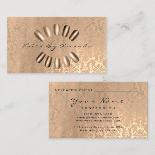 Nails Artist Makeup Appointkaart Royal Sepia Afsprakenkaartje (Voorkant / Achterkant)