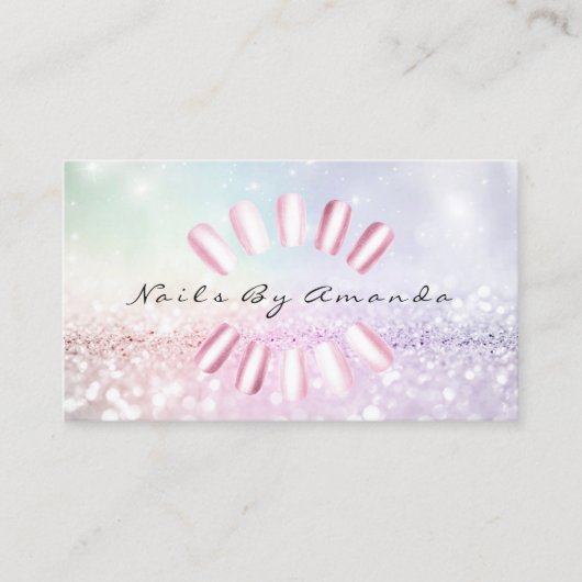 Nails Artist Makeup Blue Pastel Pink Appointment Afsprakenkaartje (Voorkant)