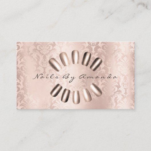 Nails Artist Makeup Damask Pearly Roos Appointment Afsprakenkaartje (Voorkant)