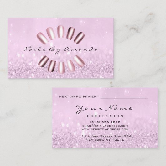 Nails Artist Makeup Lavender Pink Appointment Afsprakenkaartje (Voorkant / Achterkant)