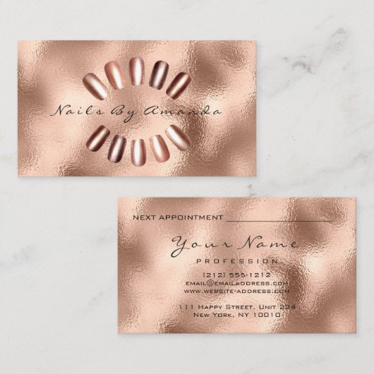 Nails Artist Makeup Roos Glass Appointcard Afsprakenkaartje (Voorkant / Achterkant)