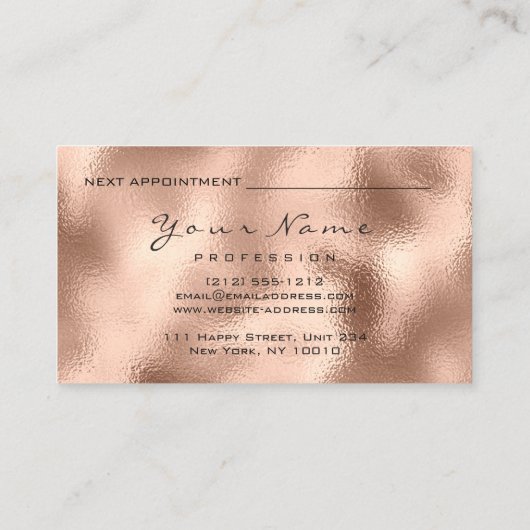 Nails Artist Makeup Roos Glass Appointcard Afsprakenkaartje (Achterkant)