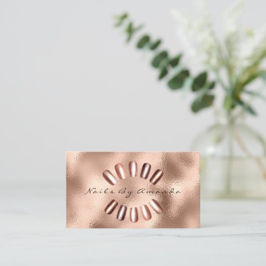 Nails Artist Makeup Roos Glass Appointcard Afsprakenkaartje (Staand voorkant)