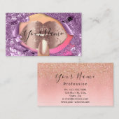 Nails Artist Makeup Roos Paarse Kiss Lips Glitter Visitekaartje (Voorkant / Achterkant)