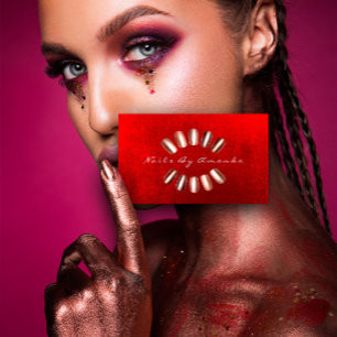 Nails Artist Makeup Roos Red Appointment Card Afsprakenkaartje