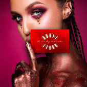 Nails Artist Makeup Roos Red Appointment Card Afsprakenkaartje