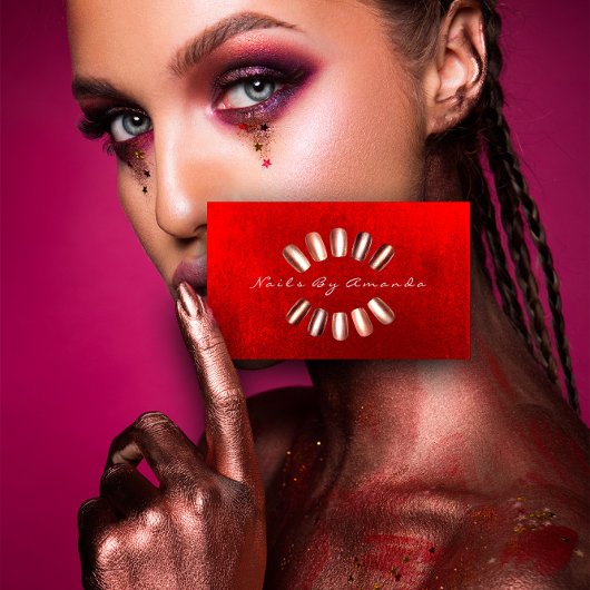 Nails Artist Makeup Roos Red Appointment Card Afsprakenkaartje