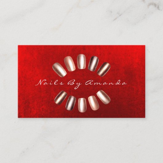 Nails Artist Makeup Roos Red Appointment Card Afsprakenkaartje (Voorkant)