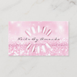 Nails Artist Manicure Glitter Pink Appointment Afsprakenkaartje