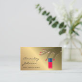 Nails Artist Modern Red Manicure Pedicure Gold Visitekaartje (Staand voorkant)