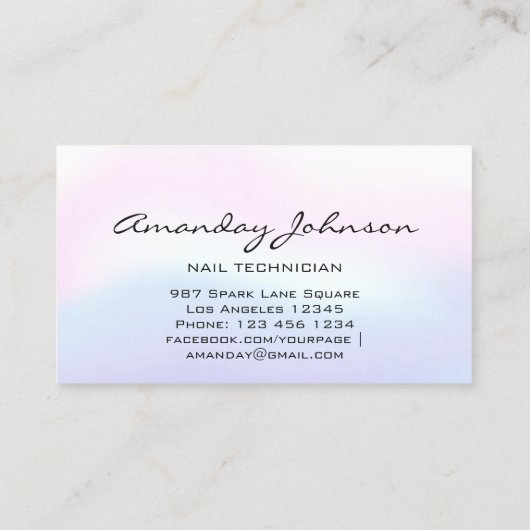 Nails Artist Studio Red Manicure Pedicure Ombre Visitekaartje (Achterkant)