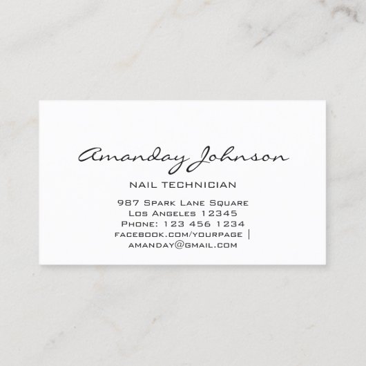 Nails Artist Studio Red Manicure Pedicure White Visitekaartje (Achterkant)