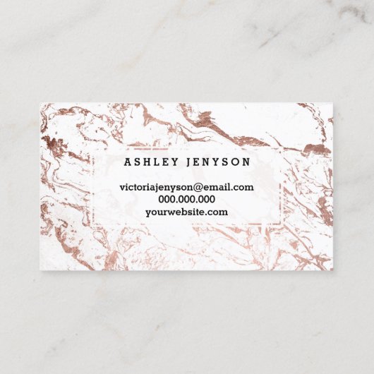 Nails artistieke typografie roos gouden witte marm visitekaartje (Achterkant)