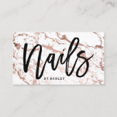 Nails artistieke typografie roos gouden witte marm visitekaartje (Voorkant)