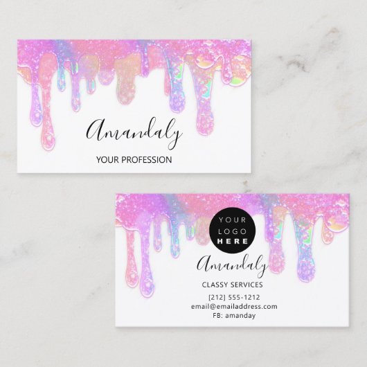 Nails Beauty Drift Holograaf Roze zeep Visitekaartje (Voorkant / Achterkant)