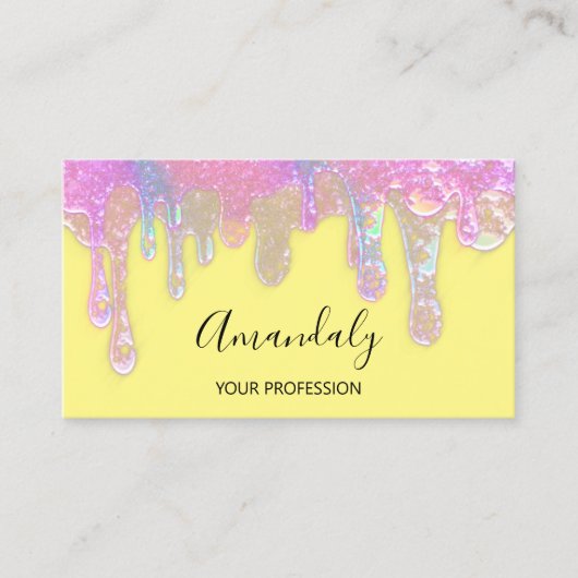 Nails Beauty Drivers Holograaf Roze Geel Visitekaartje (Voorkant)
