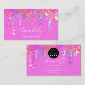 Nails Beauty Drivers Holografen Roze Visitekaartje (Voorkant / Achterkant)