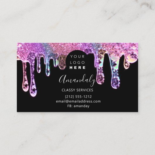 Nails Beauty Logo Drift Holograaf zwarte zeep Visitekaartje (Achterkant)