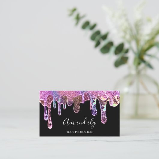 Nails Beauty Logo Drift Holograaf zwarte zeep Visitekaartje (Staand voorkant)