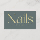 Nails Bold Typography Dark Green  Visitekaartje (Voorkant)