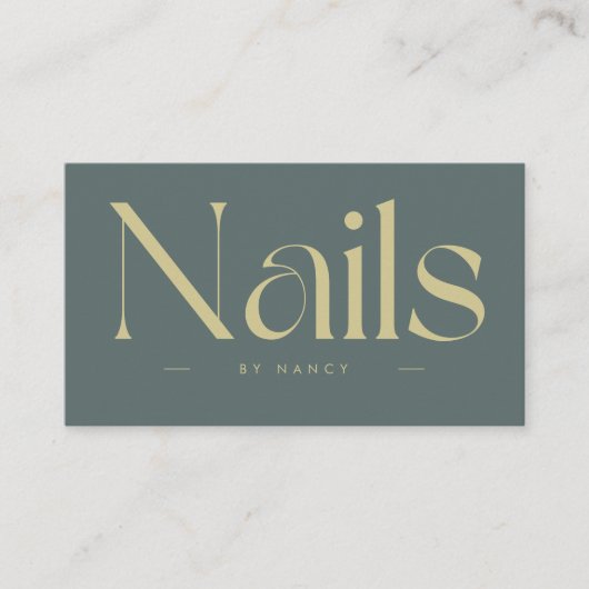 Nails Bold Typography Dark Green Visitekaartje (Voorkant)
