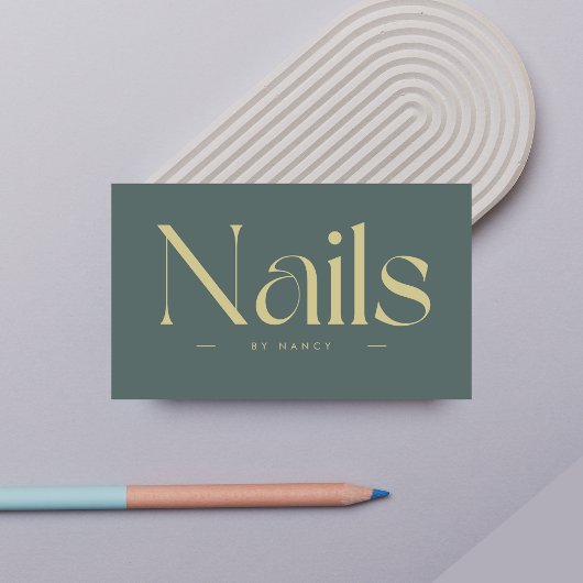 Nails Bold Typography Dark Green  Visitekaartje