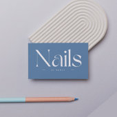 Nails Bold Typography Dusty Blue Visitekaartje